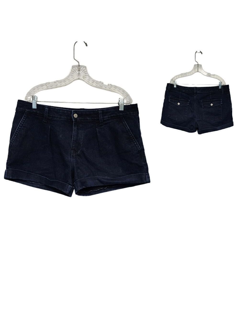 Gap 1969  Jean‎ Shorts Pleated Cuffed Dark Stretch Size  34/14r